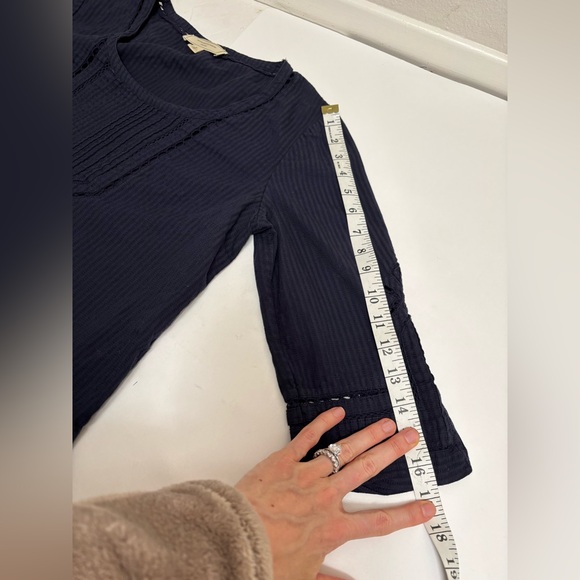 Anthropologie Moulinette Soeurs navy blue size 6 seersucker eyelet bohemian boxy - Picture 10 of 16